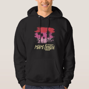 Miami Florida Skyline Palm Trees Retro Miami Beach Hoodie