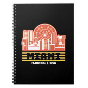 Miami Florida Skyline Retro Travel Graphic Design Notebook