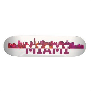 Miami Florida Skyline Skateboard