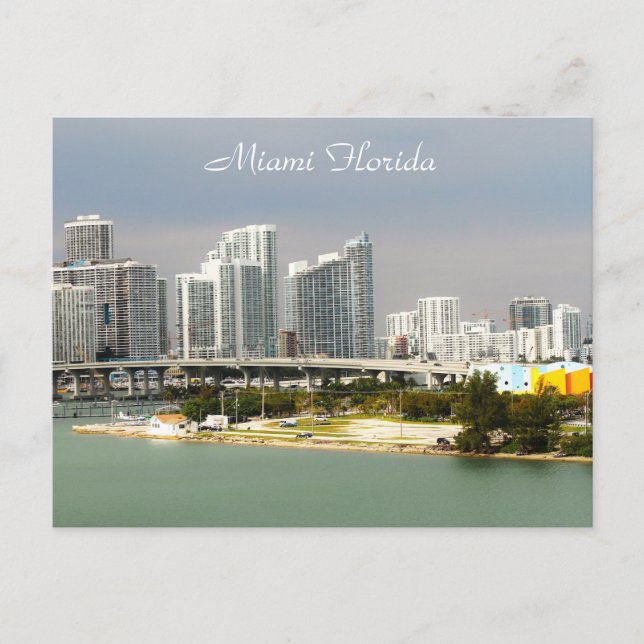 Miami Florida, Skyline, Tall buildings, Bridge Postcard (Front)