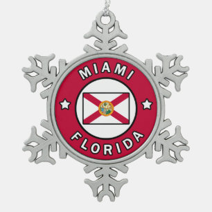 Miami Florida Snowflake Pewter Christmas Ornament