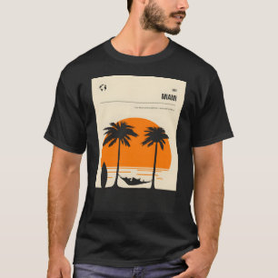 Miami Florida Summer Beach Surfing Travel Poster T-Shirt