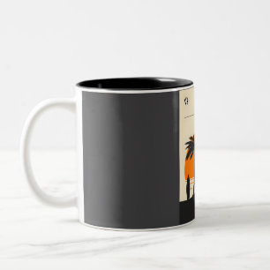 Miami Florida Summer Beach Surfing Travel Poster  Two-Tone Coffee Mug