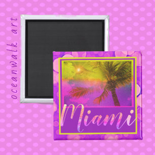 Miami Florida Sun and Palm Tree Magnet
