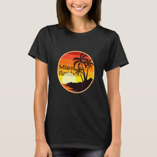 Miami Florida Sunset, Palm Trees, Beach, Tourist, T-Shirt