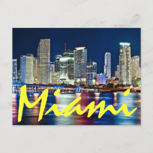 Miami, Florida, The Magic City at night. Postcard