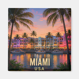 Miami Florida Tropical Waterfront Travel Gift Magnet