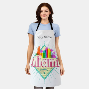 Miami Florida United States Retro Skyline Vintage Apron