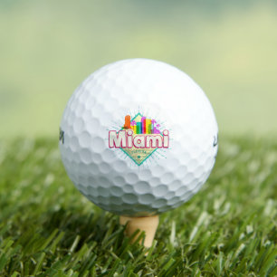 Miami Florida United States Retro Skyline Vintage Golf Balls