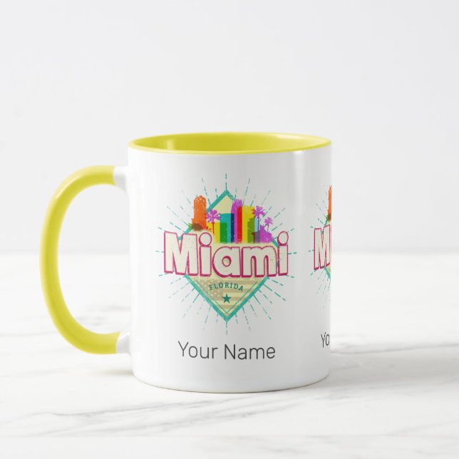 Miami Florida United States Retro Skyline Vintage Mug (Left)