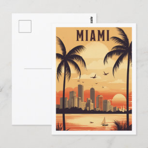 Miami Florida USA Famous Vintage Travel Place Postcard