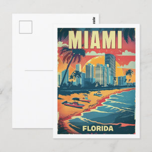 Miami Florida USA Vintage Famous Travel Place Postcard