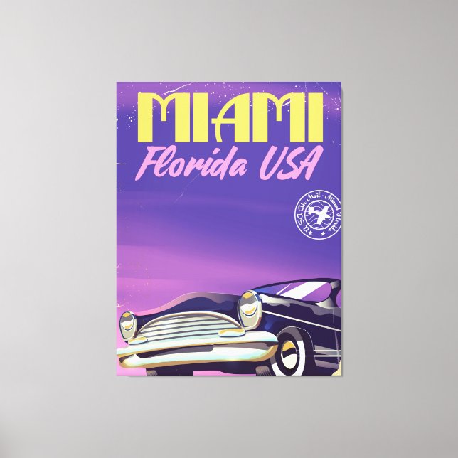 Miami Florida USA vintage poster Canvas Print (Front)