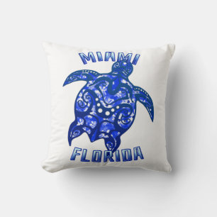Miami Florida Vacation Tribal Turtle Cushion