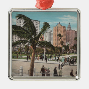 Miami, Florida - View of Bayfront Park & Hotels Metal Tree Decoration