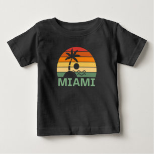Miami Florida Vintage Palm Trees Summer Beach Baby T-Shirt