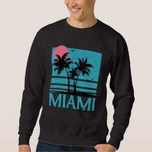 Miami Florida Vintage Retro Palm Trees Beach Summ Sweatshirt