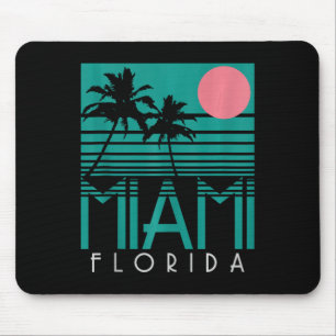Miami Florida Vintage Retro Palm Trees Beach Summe Mouse Mat
