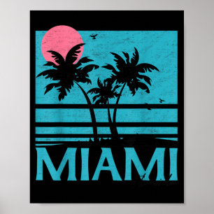 Miami Florida Vintage Retro Palm Trees Funny Beach Poster
