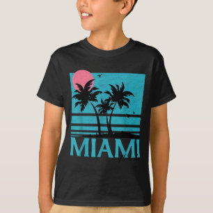 Miami Florida Vintage Retro Palm Trees Funny Beach T-Shirt