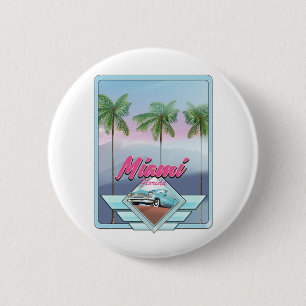 Miami Florida Vintage travel poster 6 Cm Round Badge