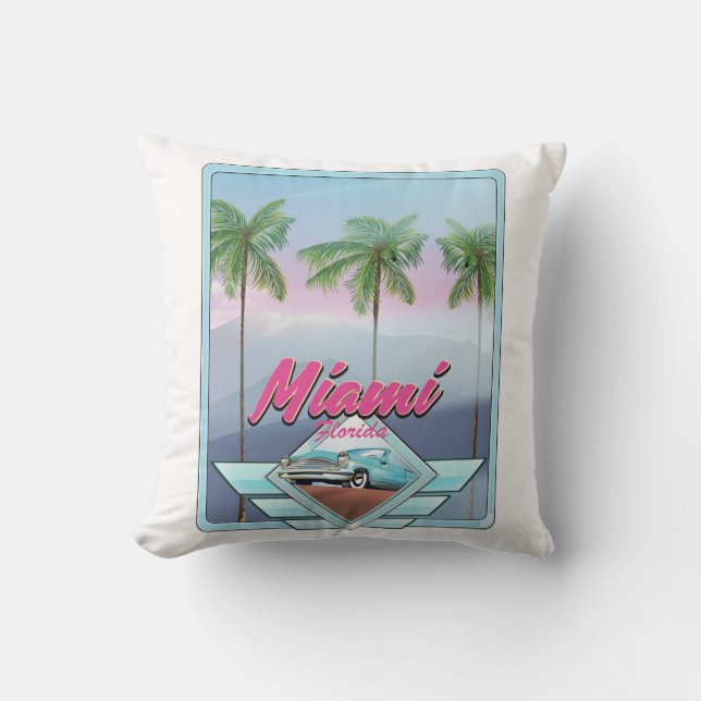 Miami Florida Vintage travel poster Cushion (Front)
