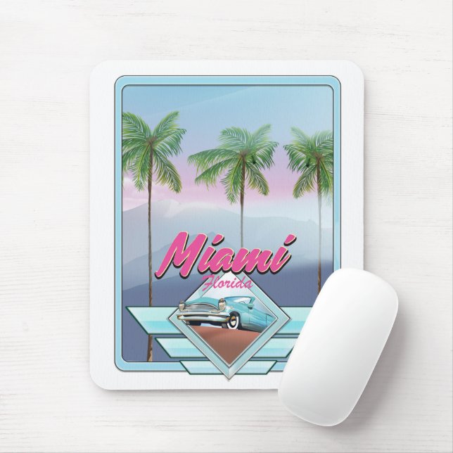 Miami Florida Vintage travel poster Mouse Mat (With Mouse)