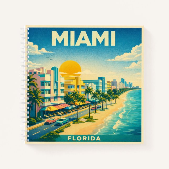 Miami Florida Vintage Travel Poster Notebook (Front)