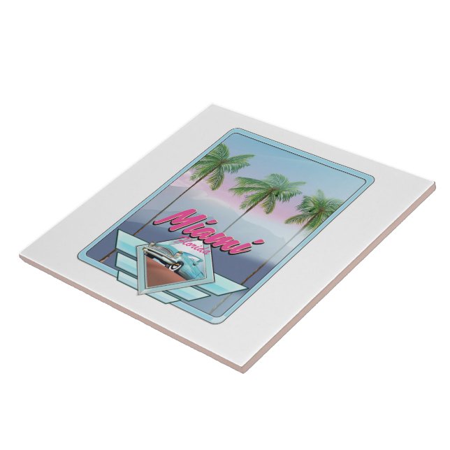 Miami Florida Vintage travel poster Tile (Side)