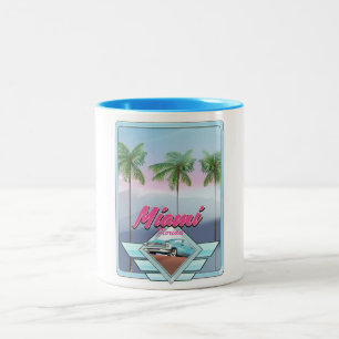 Miami Florida Vintage travel poster Two-Tone Coffee Mug