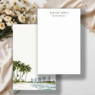 Miami Florida Watercolor Palm Landscape  Stationery