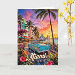 Miami Florida Waterfront Sunset Card