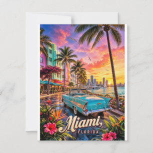 Miami Florida Waterfront Sunset RSVP Card