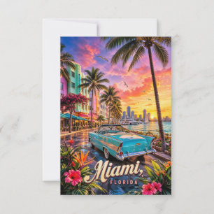 Miami Florida Waterfront Sunset RSVP Card