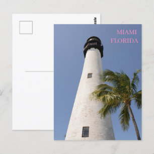 Miami Florida White Cape Florida Lighthouse Postcard