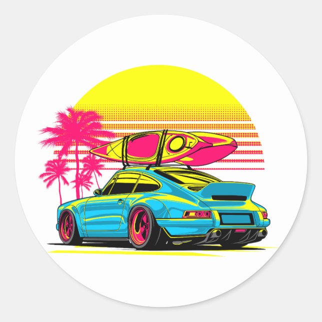 MIAMI GT SUMMER VIBES CLASSIC ROUND STICKER (Front)