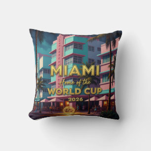 Miami Home  World Cup 2026 ArtDeco Soccer Night Cushion