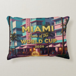 Miami Home  World Cup 2026 ArtDeco Soccer Night Decorative Cushion