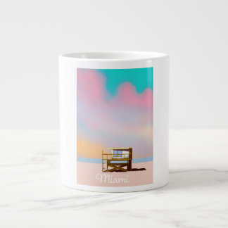 Miami Lifeguard Travel poster Large Coffee Mug