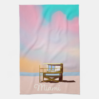 Miami Lifeguard Travel poster Tea Towel