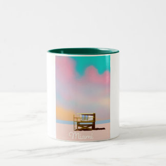 Miami Lifeguard Travel poster Two-Tone Coffee Mug
