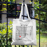 Miami Love Locator | City Map Wedding Welcome Tote Bag<br><div class="desc">A fun tote bag for a wedding or any other occasion taking place in the beautiful city of Miami, Florida. This tote features an overhead map of the city centre inside a black-bordered box framer. On the top sits a short welcome greeting and the name of the city. On the...</div>
