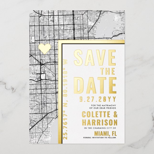 Miami Love Locator | Wedding Save the Date (Front)