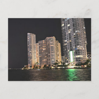 Miami Luxury Skyline Beachfront Night View Postcard