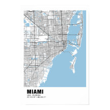 Miami Map Poster - Miami Black Map
