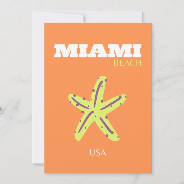 Miami, Miami Beach, Florida, Preppy, Orange Holiday Card (Front)