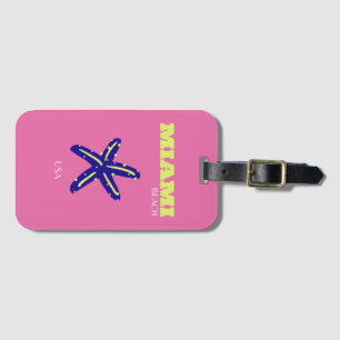 Miami, Miami Beach, Pink Luggage Tag