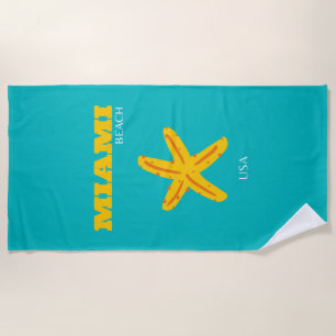 Miami, Miami Beach, Preppy Room, Travel Art, Retro Beach Towel