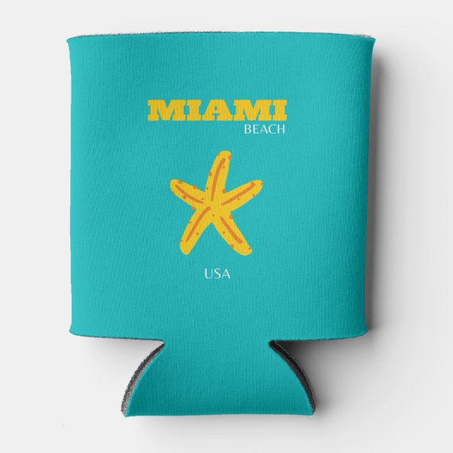 Miami, Miami Beach, Preppy Room, Travel Art, Retro Can Cooler (Front)