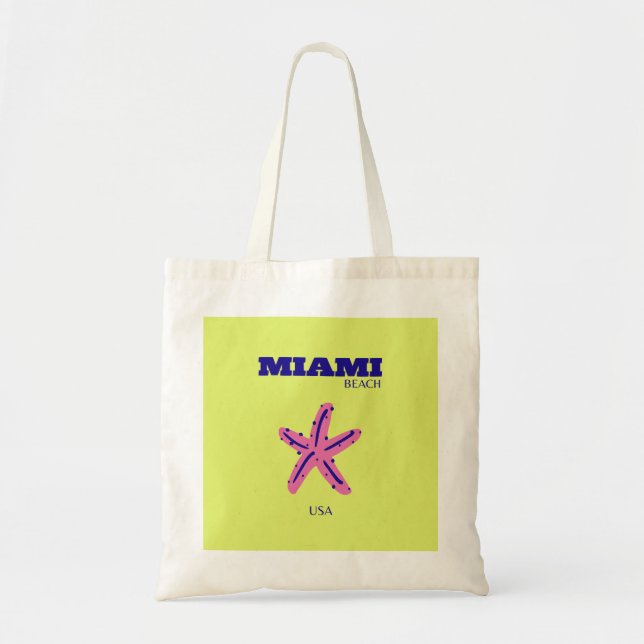 Miami, Miami Beach, Travel Art, Green Tote Bag (Front)